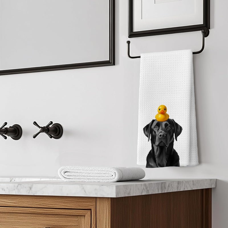 LUKIPOM Funny Black Labrador Retriever Hand Towels for Bathroom Decor, Black Lab Gifts,Dog Mom Gifts, Dog Bathroom Decor, Funny Kitchen Towels, 24x16 Inches - Image 5